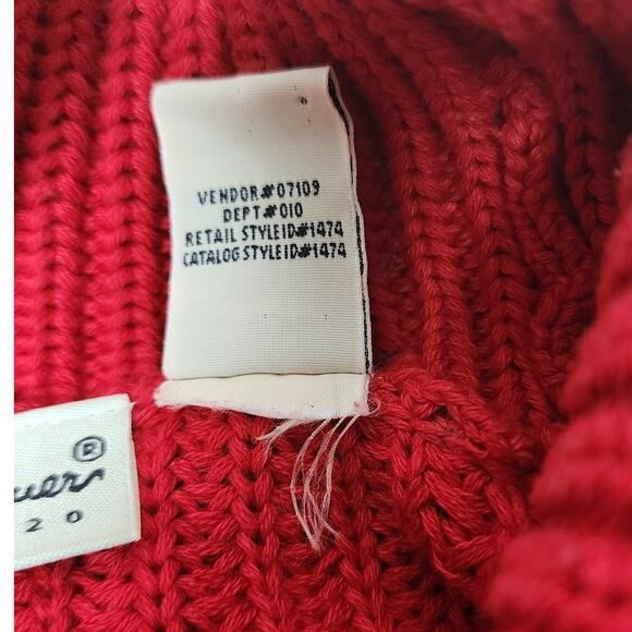 Eddie Bauer VTG Red Ribbed Knit Turtleneck Long SleeveSweater 100% Cotton W  XS - Picture 8 of 10